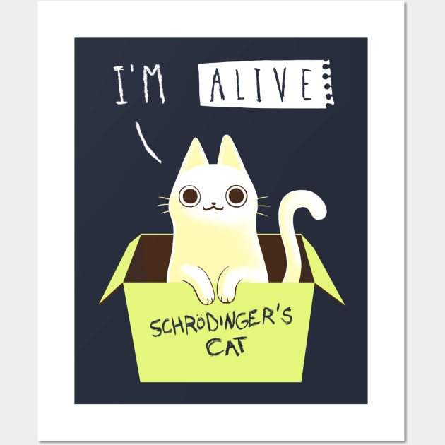 Schrödinger's Cat Dead or Alive - Day Cat in a Box - Funny Physics Wall Art by BlancaVidal